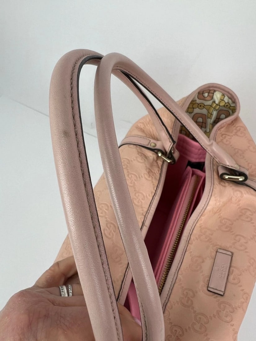 GUCCI Guccissima Pink Leather Joy Medium Rose Dragea Tote Bag - 9