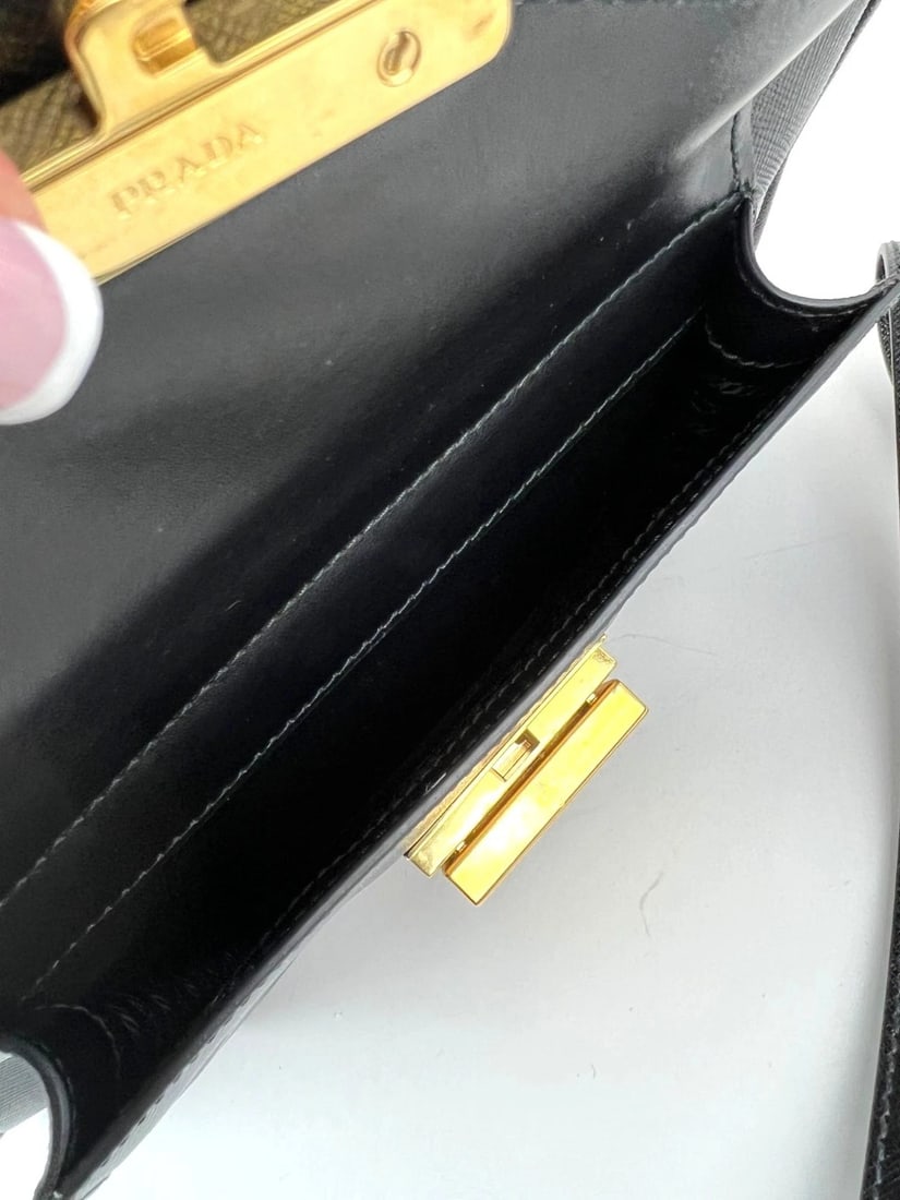 Prada Safriano Front Pocket Double Zip black Tote Bag - 12