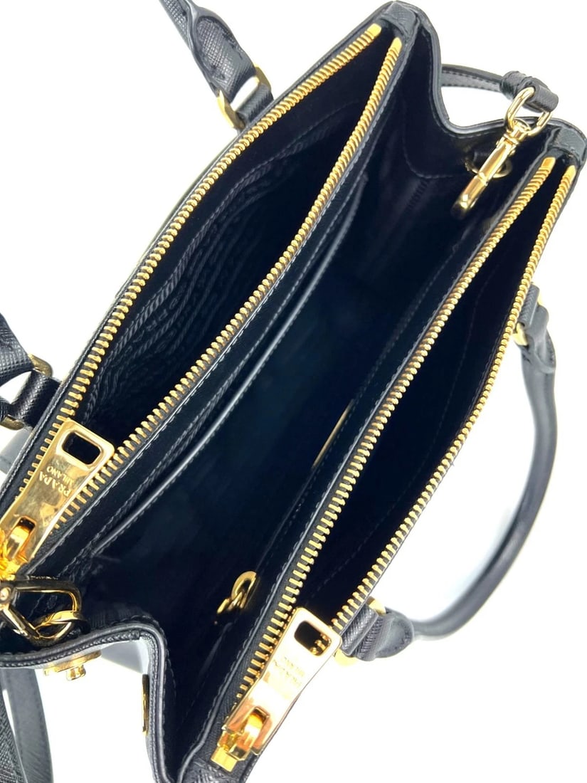 Prada Safriano Front Pocket Double Zip black Tote Bag - 13