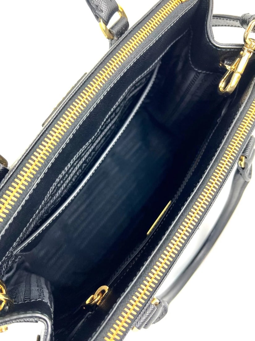 Prada Safriano Front Pocket Double Zip black Tote Bag - 14