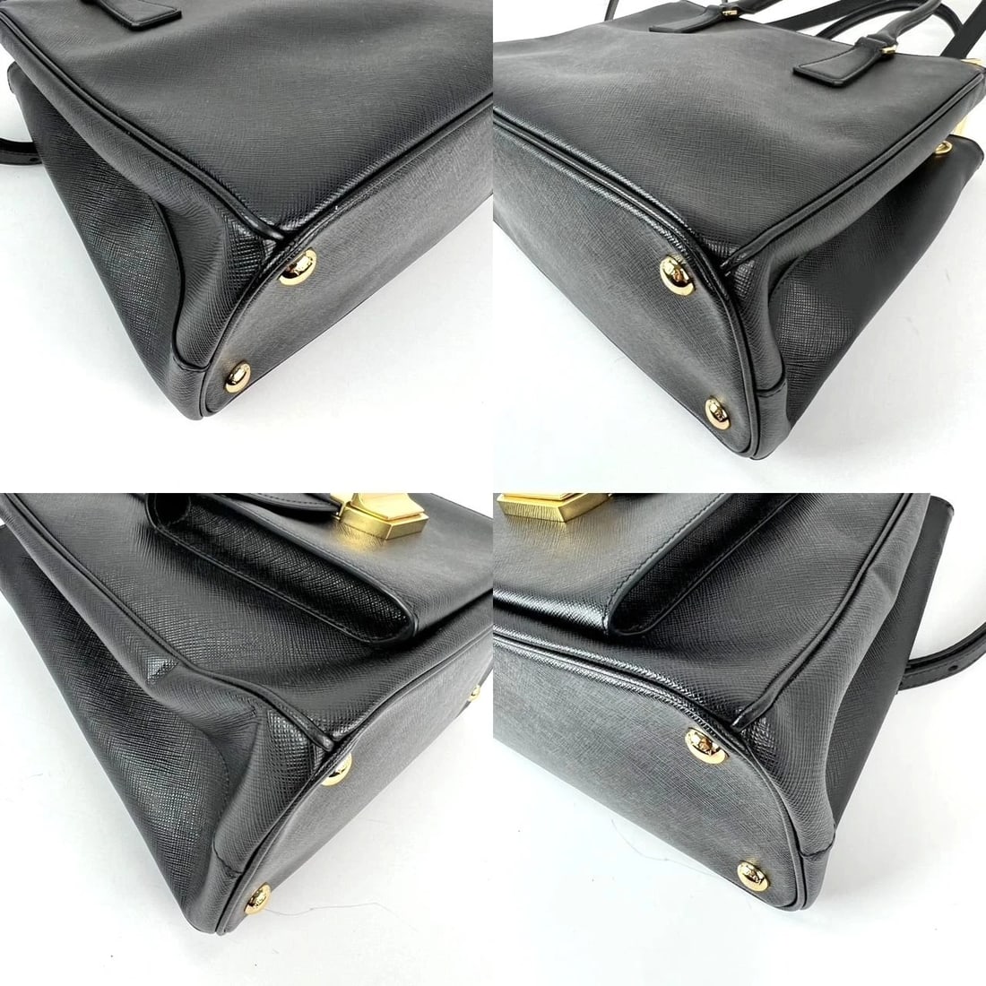 Prada Safriano Front Pocket Double Zip black Tote Bag - 16