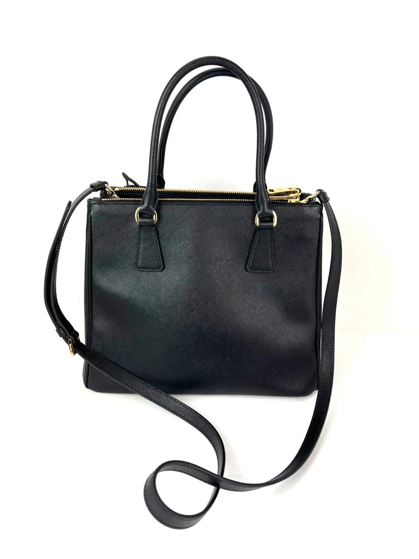 Prada Safriano Front Pocket Double Zip black Tote Bag - 4