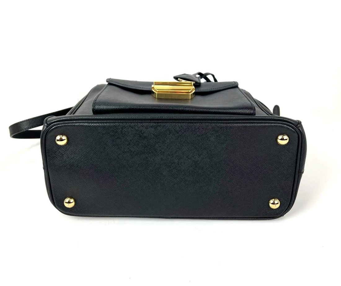 Prada Safriano Front Pocket Double Zip black Tote Bag - 5