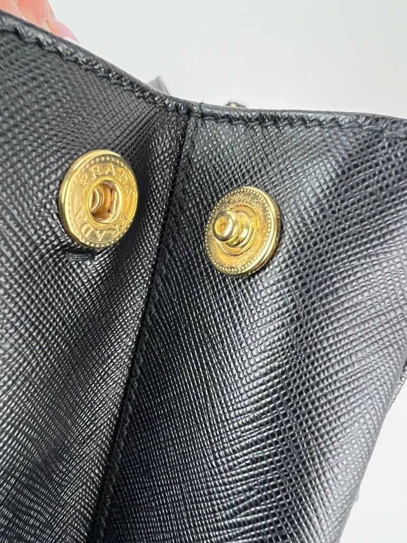 Prada Safriano Front Pocket Double Zip black Tote Bag - 9