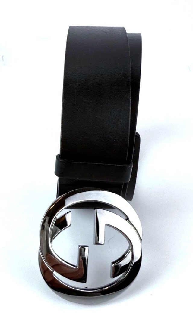 Gucci Interlocking GG Buckle Dark Brown Leather Belt Size 75 - 4