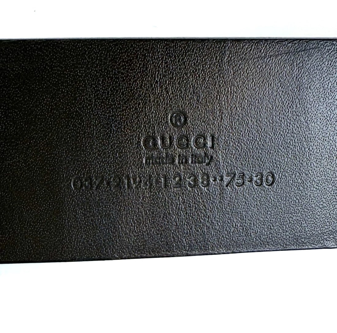 Gucci Interlocking GG Buckle Dark Brown Leather Belt Size 75 - 8