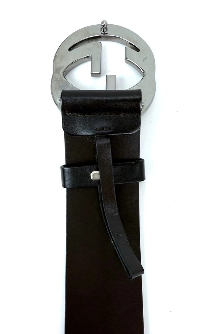 Gucci Interlocking GG Buckle Dark Brown Leather Belt Size 75 - 9