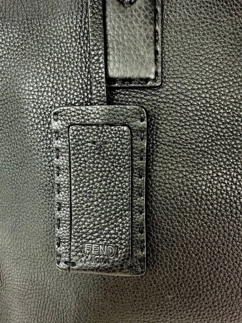 Fendi Cuoio Romano Selleria Black Leather Briefcase Attache Bag - 16