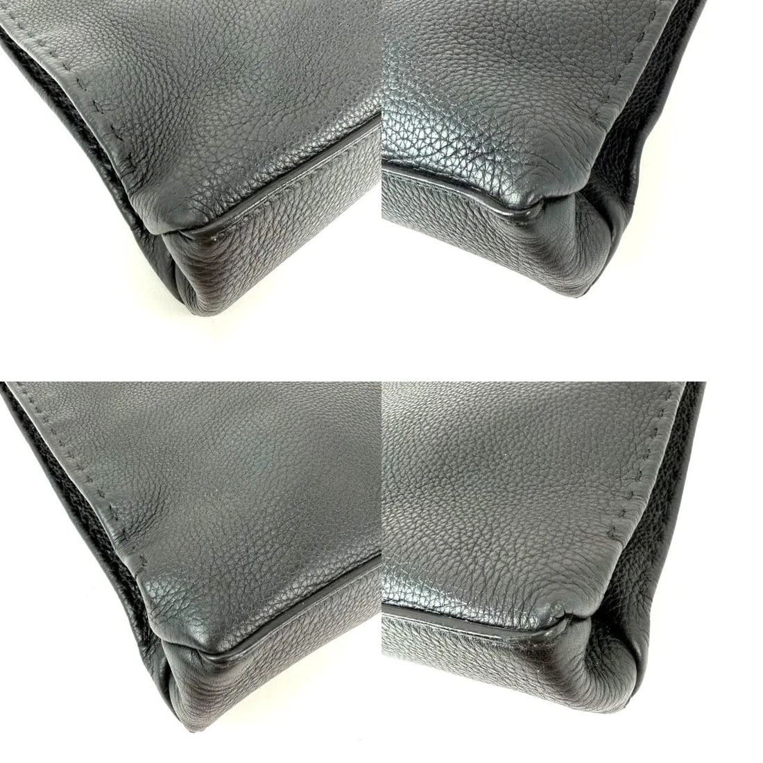 Fendi Cuoio Romano Selleria Black Leather Briefcase Attache Bag - 18