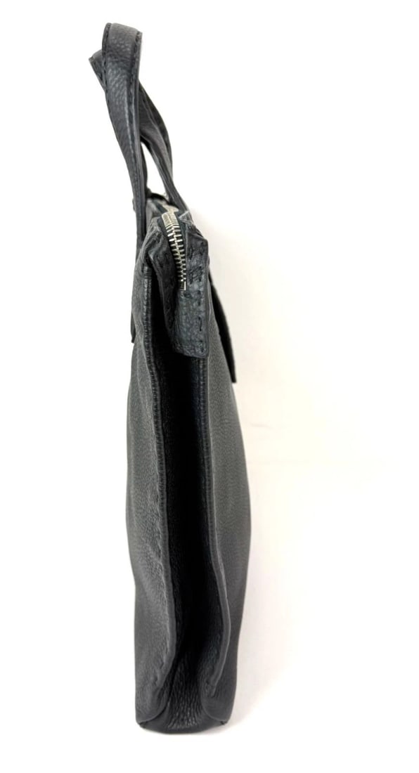 Fendi Cuoio Romano Selleria Black Leather Briefcase Attache Bag - 4