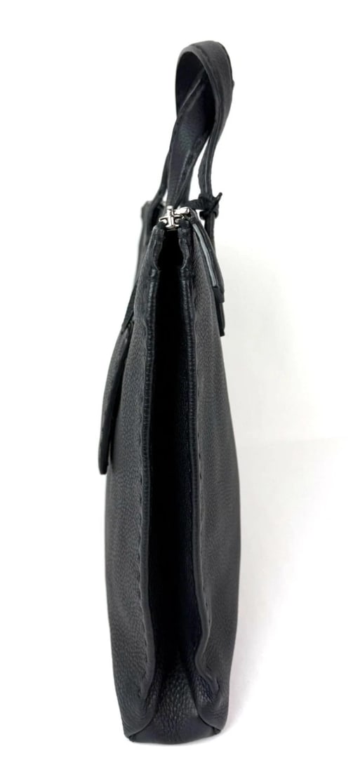 Fendi Cuoio Romano Selleria Black Leather Briefcase Attache Bag - 5