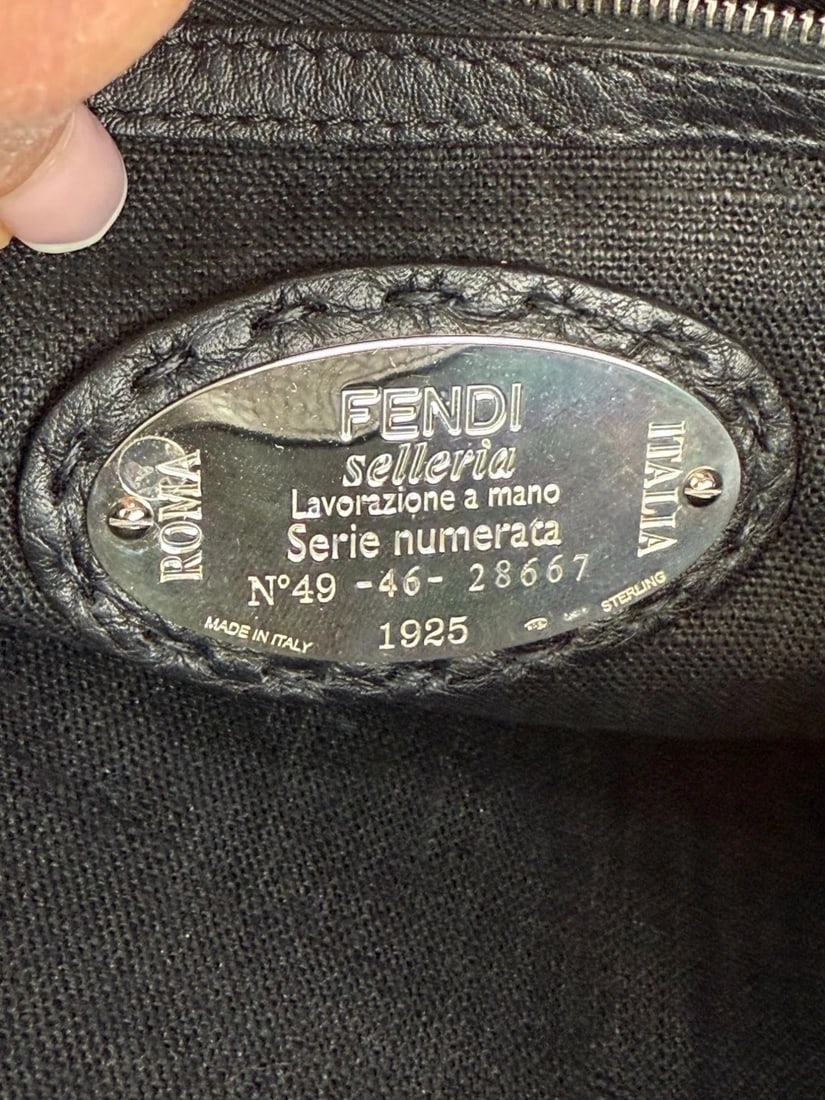 Fendi Cuoio Romano Selleria Black Leather Briefcase Attache Bag - 6
