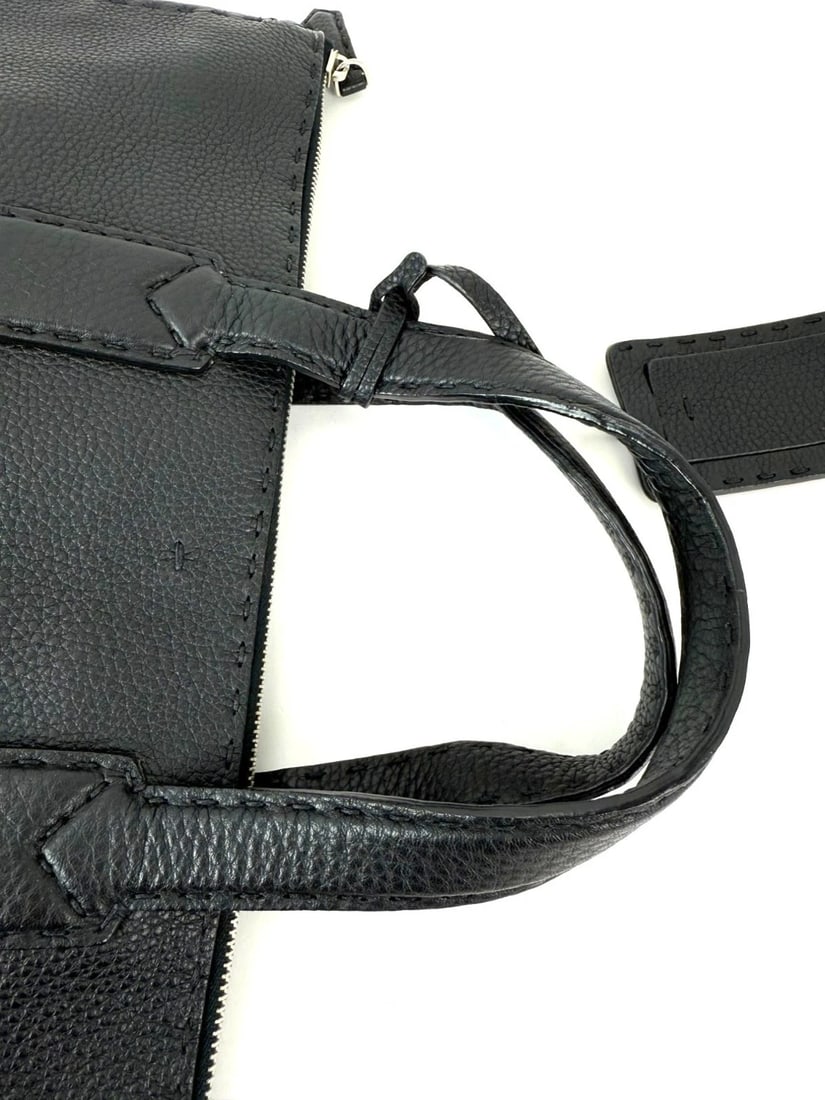 Fendi Cuoio Romano Selleria Black Leather Briefcase Attache Bag - 9
