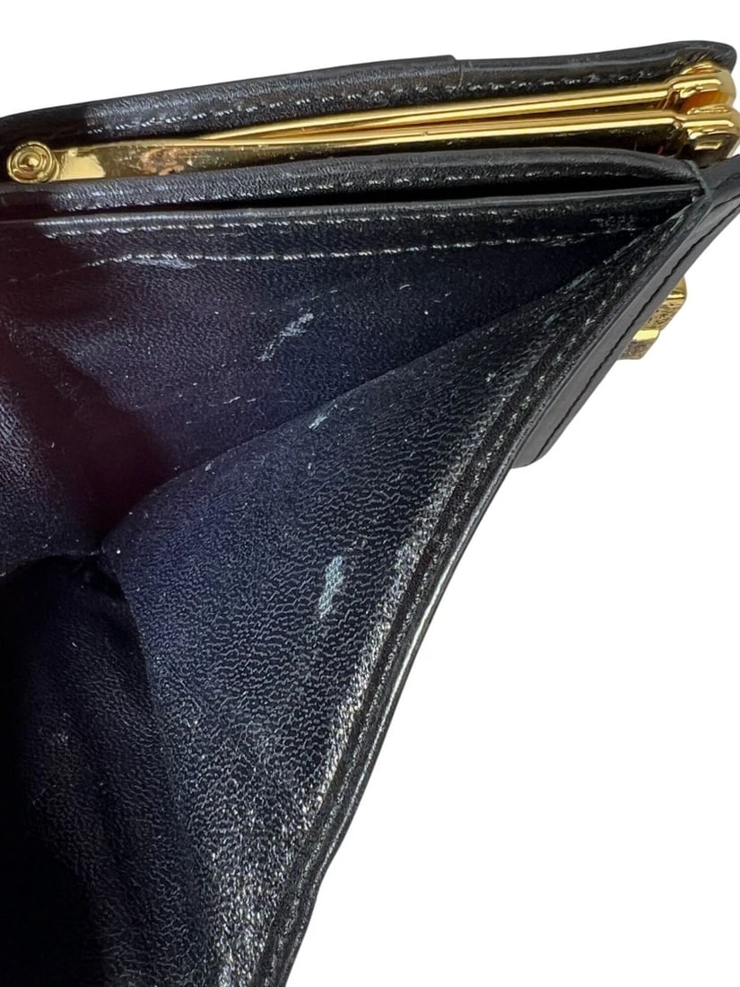 Saint Laurent Lambskin Cassandre Studs Black Vintage Coin Wallet - 5