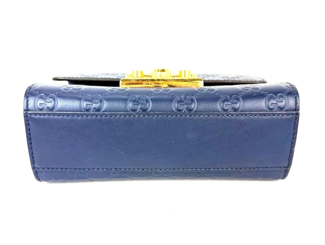 Gucci GG Supreme Small Padlock Monogram Blue Leather Shoulder Bag - 3