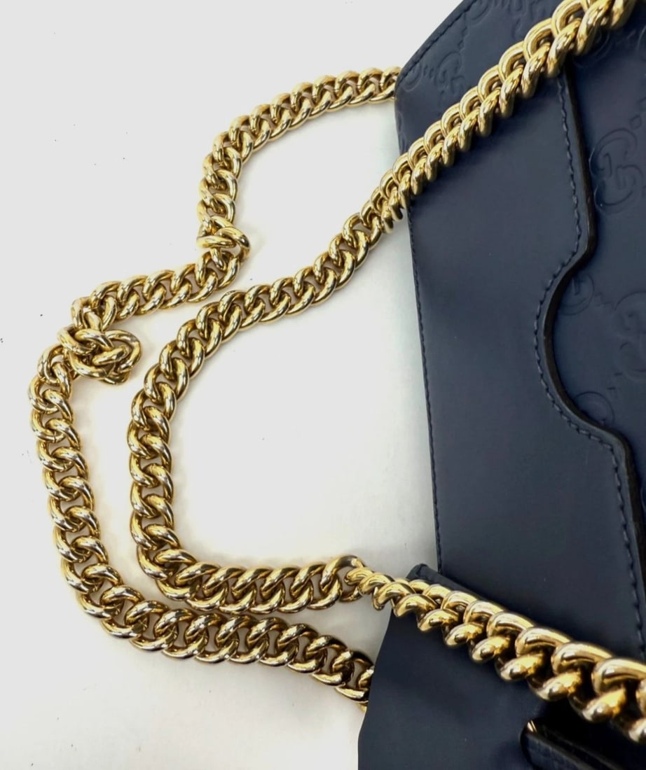 Gucci GG Supreme Small Padlock Monogram Blue Leather Shoulder Bag - 4
