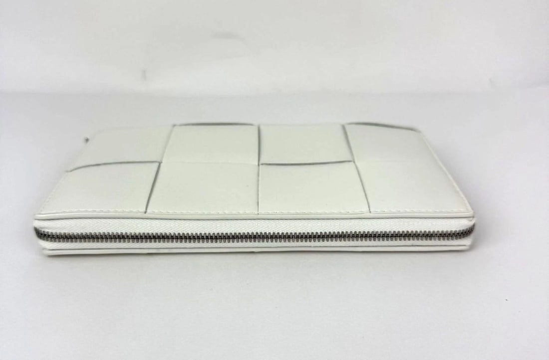 Bottega Veneta Intrecciato Leather White Cassette Zip Around Wallet - 4