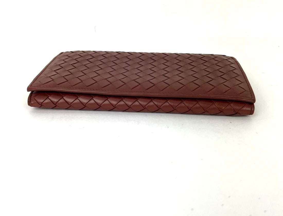 Bottega Veneta Nappa Intrecciato Long Flap Brown Wallet Clutch - 4