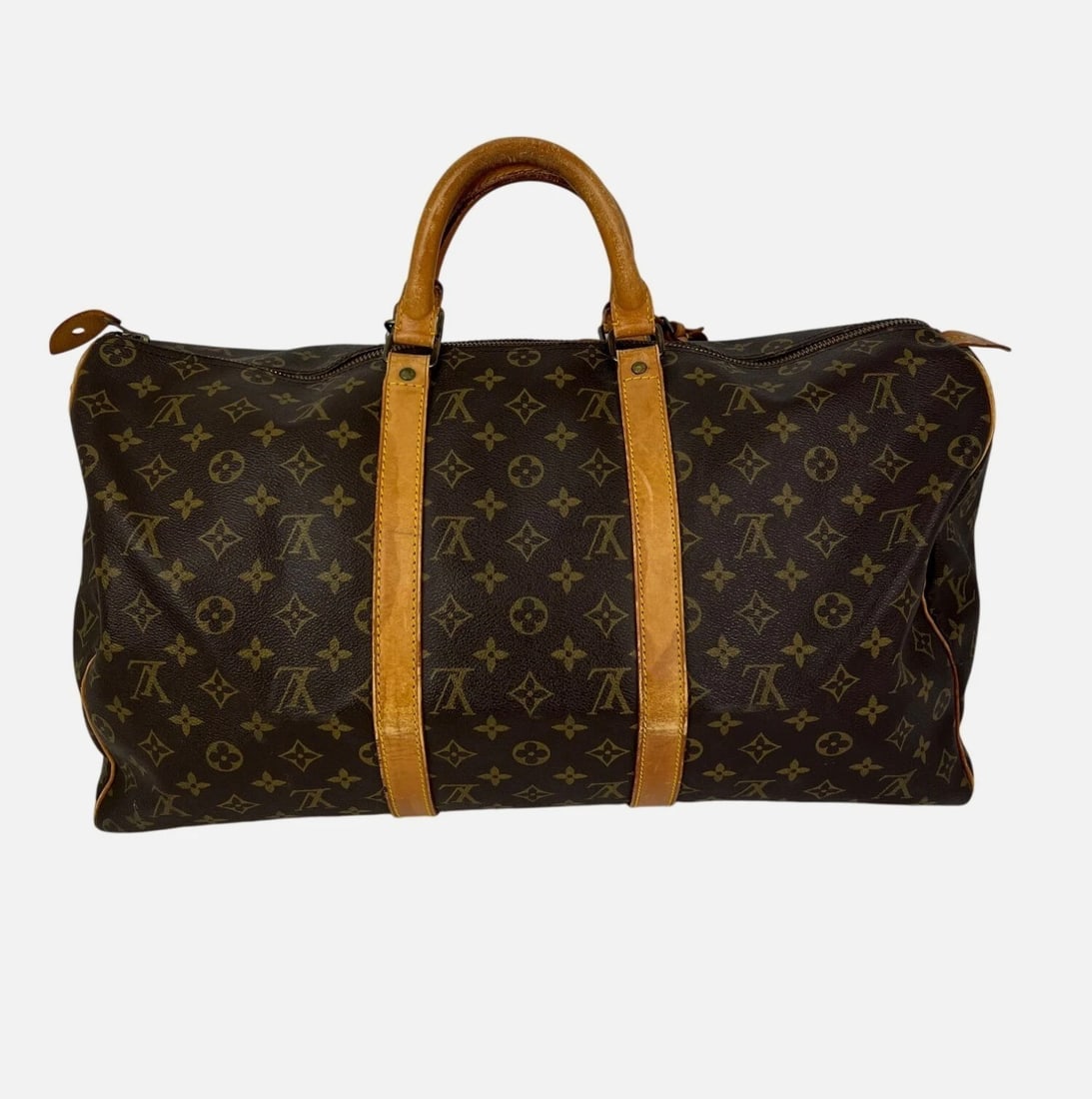 Louis Vuitton Keepall 50 Monogram Canvas Duffle Bag Vintage Luggage - 2