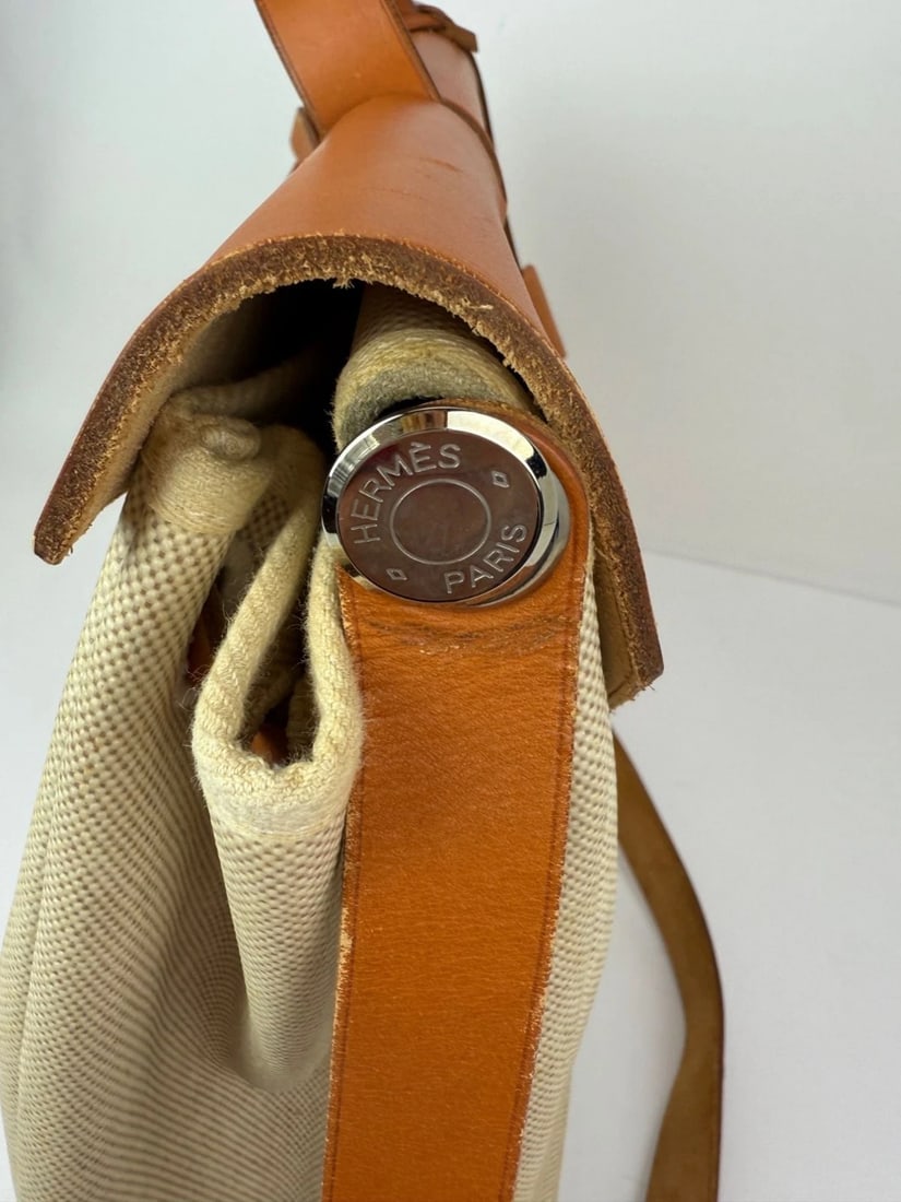 Hermes Toile Vache Herbag 39 MM Natural Shoulder Hand Bag - 12