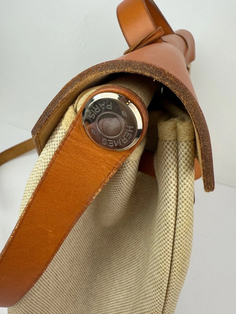 Hermes Toile Vache Herbag 39 MM Natural Shoulder Hand Bag - 13