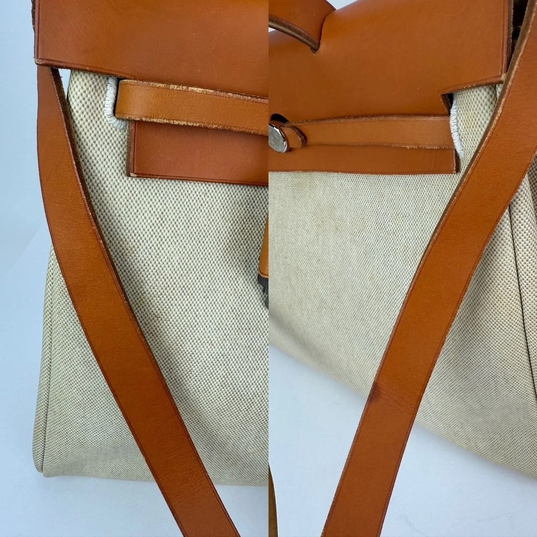 Hermes Toile Vache Herbag 39 MM Natural Shoulder Hand Bag - 15