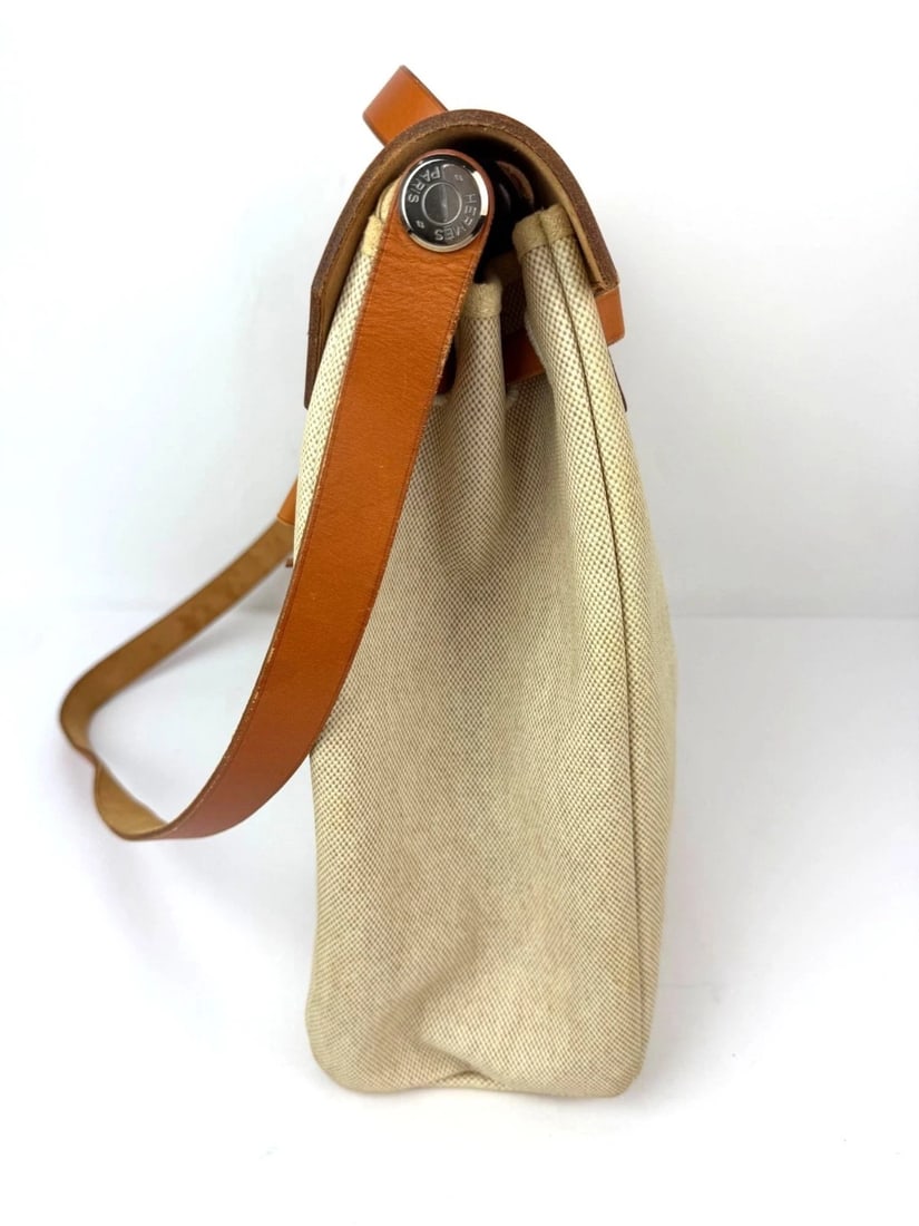 Hermes Toile Vache Herbag 39 MM Natural Shoulder Hand Bag - 5