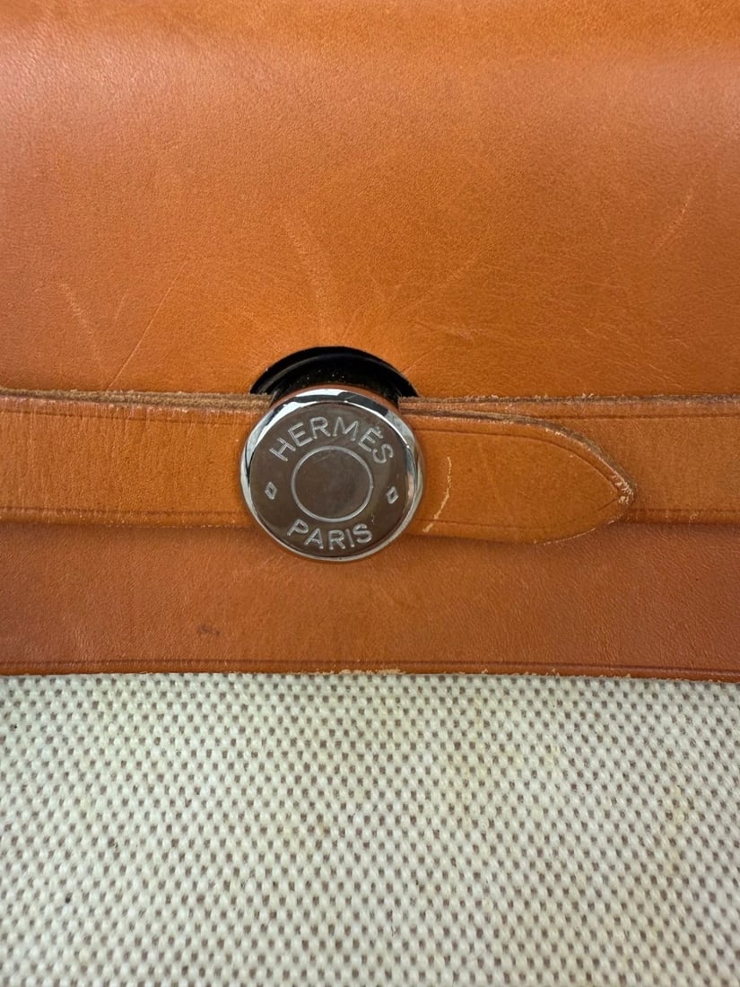 Hermes Toile Vache Herbag 39 MM Natural Shoulder Hand Bag - 7