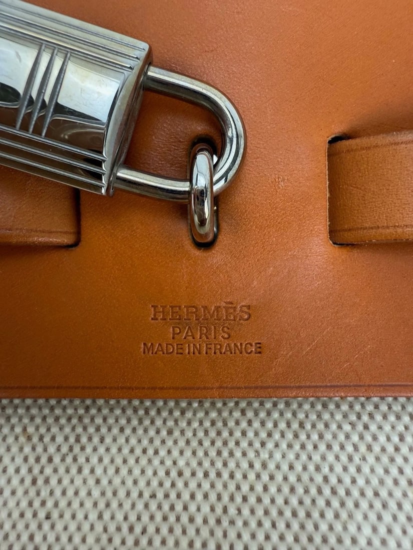 Hermes Toile Vache Herbag 39 MM Natural Shoulder Hand Bag - 9