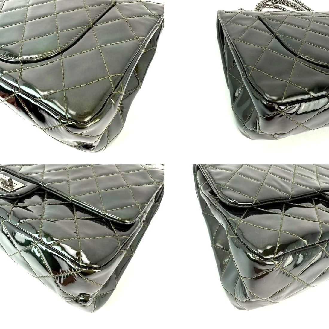 Chanel 2.55 Reissue Double Flap Iridescent Dark Green Patent Leather Bag - 6