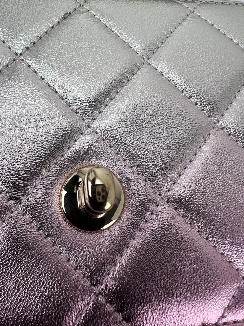 Chanel Metallic Lambskin Like a Wallet Flap Golden Pink Crossbody Bag - 9