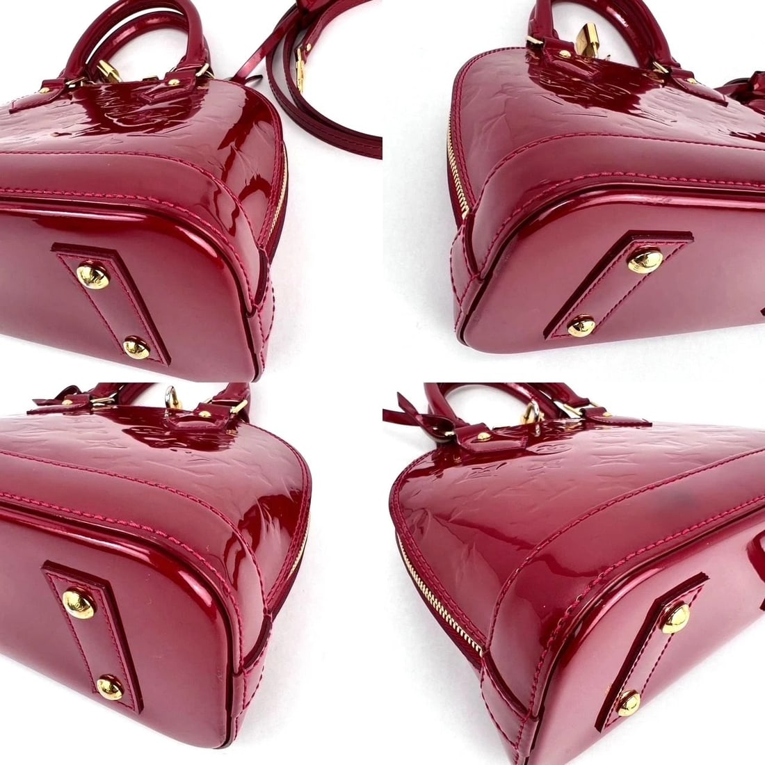 Louis Vuitton Alma BB Monogram Red Vernis Patent Leather Crossbody Bag - 16