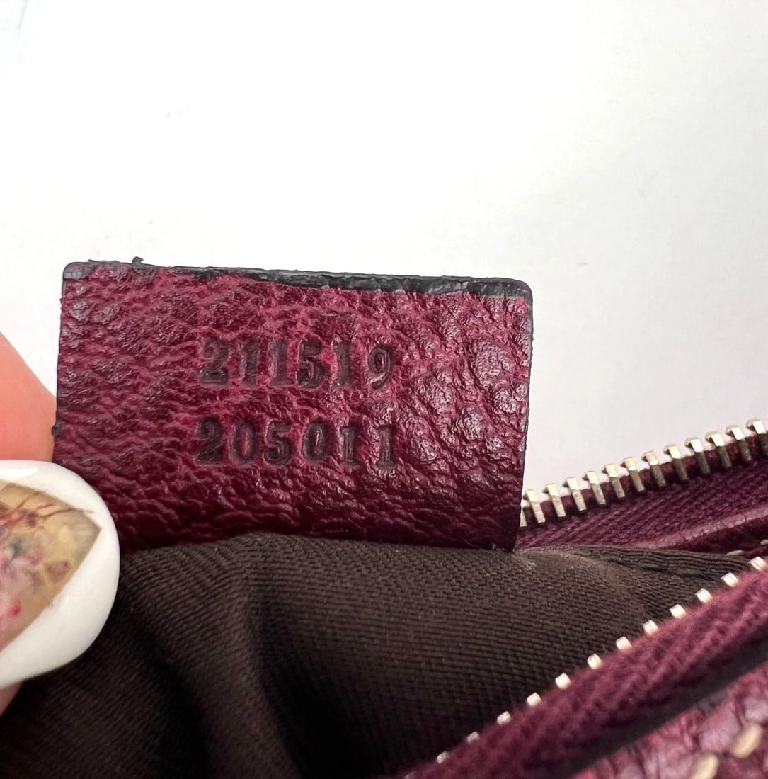 Gucci Half Moon Burgundy Leather Bamboo Ring Hobo Bag - 7