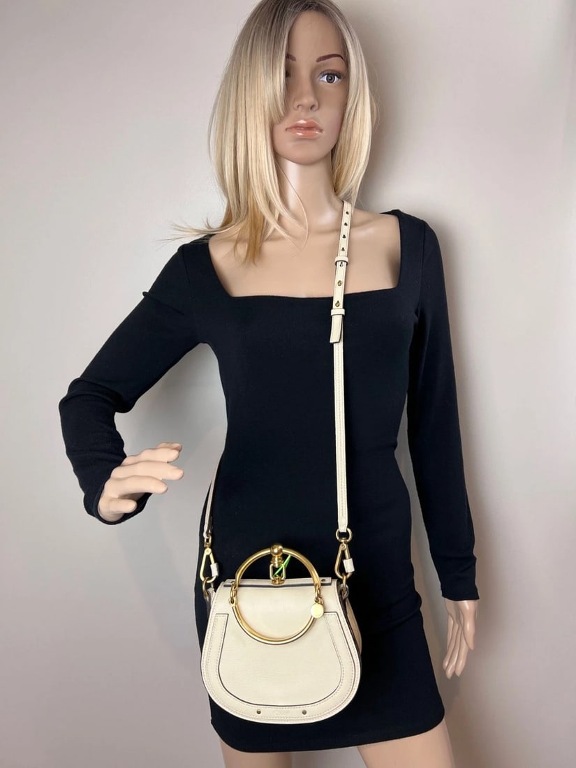 Chloe Nile Small Beige Leather Wrist Crossbody Bag - 16