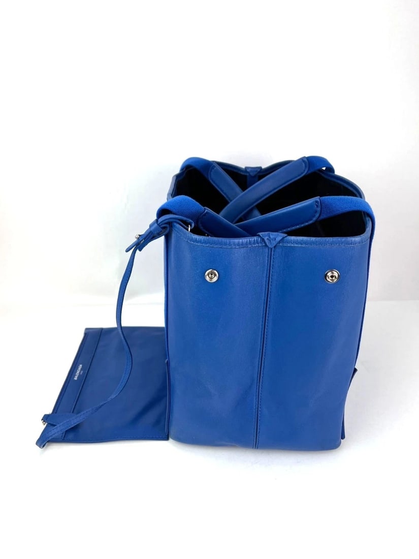 Balenciaga Calfskin S Navy Cabas Blue Tote and Pouch Set - 4
