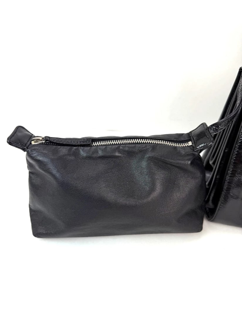Chanel Patent Mademoiselle lock Convertible Wrist Clutch Black Bag - 19