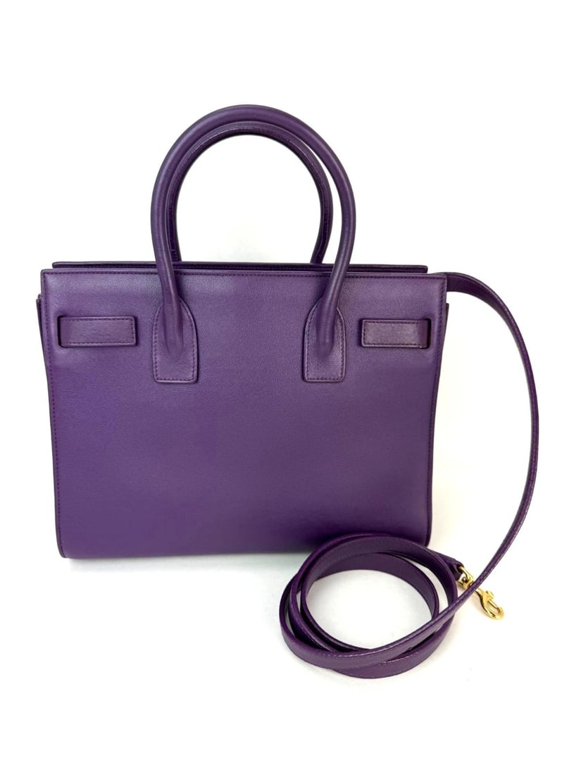 Saint Laurent Sac De Jour Purple Leather Shoulder Bag - 2