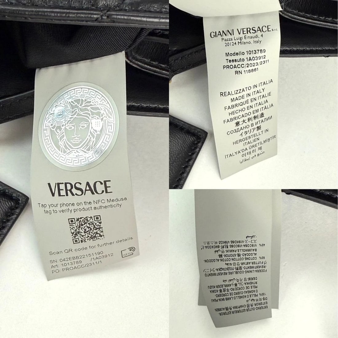 Versace Gianni Nappa Quilted Medusa Black Leather Tote Bag - 5