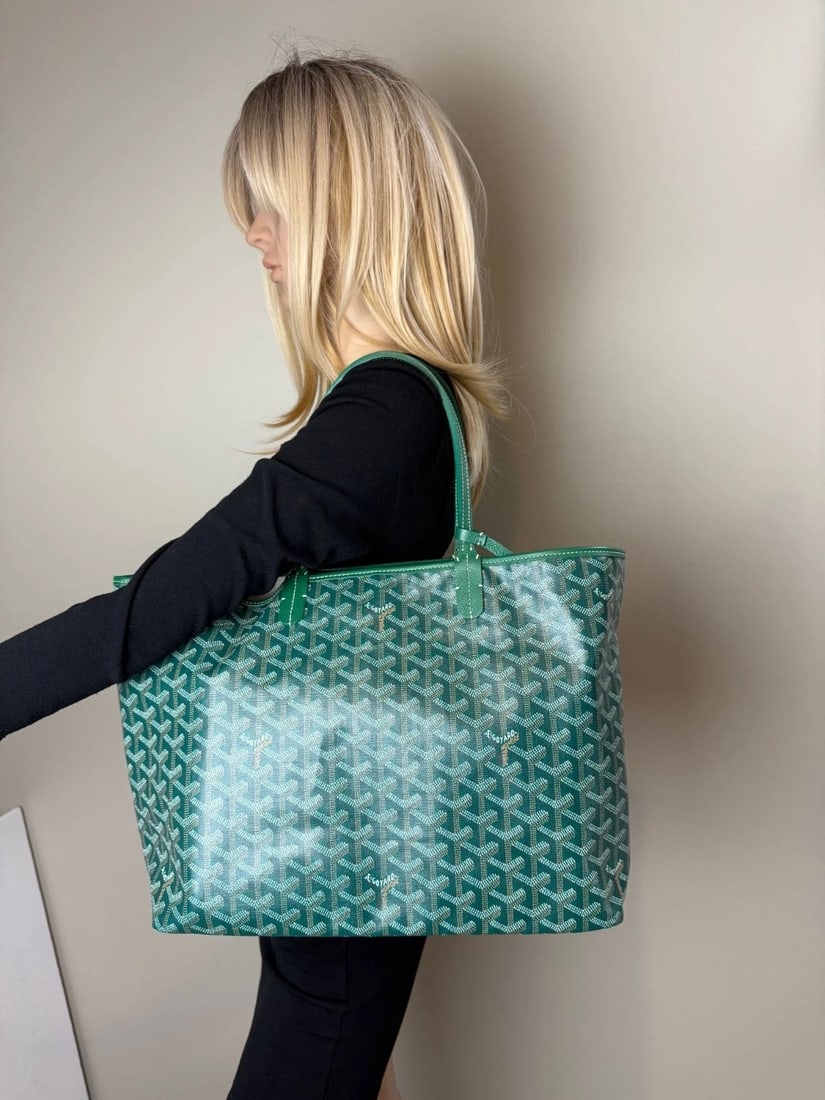 GOYARD Saint Louis PM Goyardine Green Tote - 11