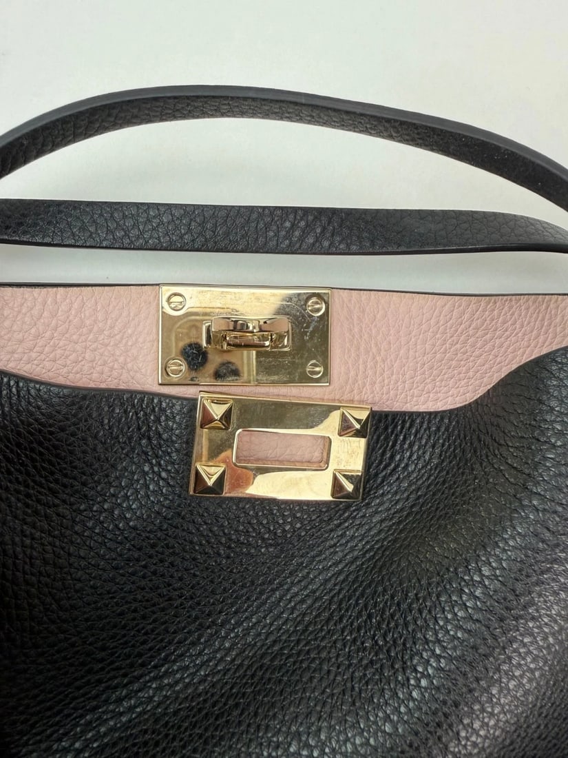 Valentino Giaravani Rockstud Small Black Leather Tote Bag - 7