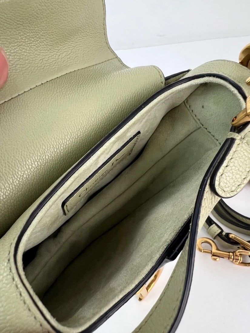 Christian Dior Goatskin Light Green Micro Saddle Bag with Strap - 11