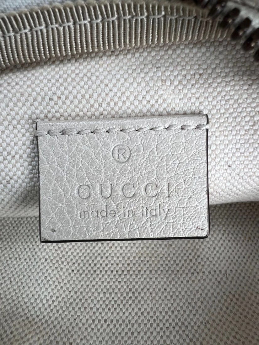 Gucci Logo White Leather Web Belt Sling Bag - 4