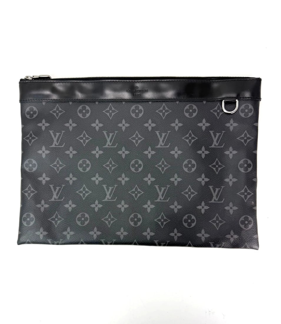 Louis Vuitton Black Monogram Eclipse Discovery GM Pochette Clutch Bag (1 of 13)