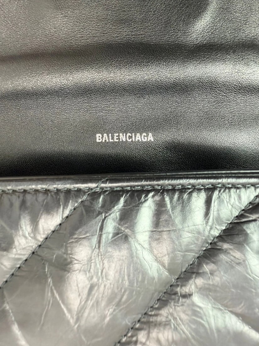 Balenciaga Large Crush Leather Matte Black Quilted Shoulder Bag - 12