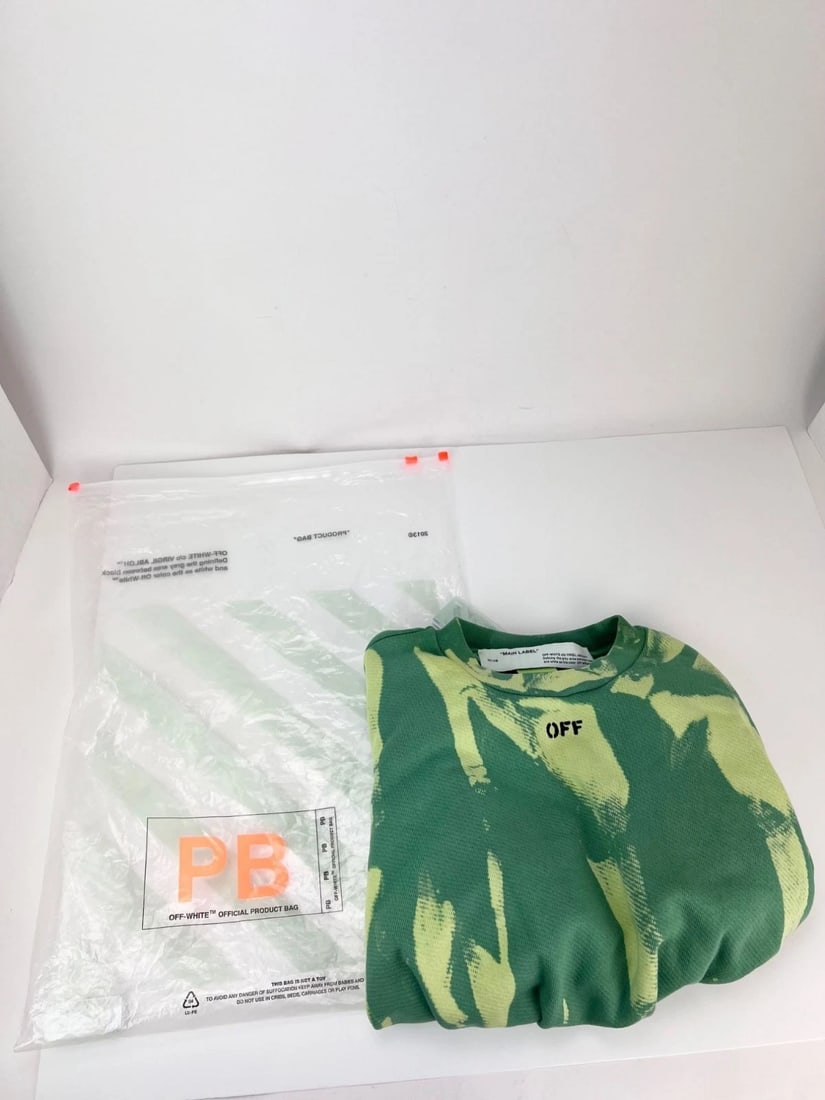 OFF White Tye Dye Xtra Crop Sweatsh Light Green Sweatshirt NEW - 8