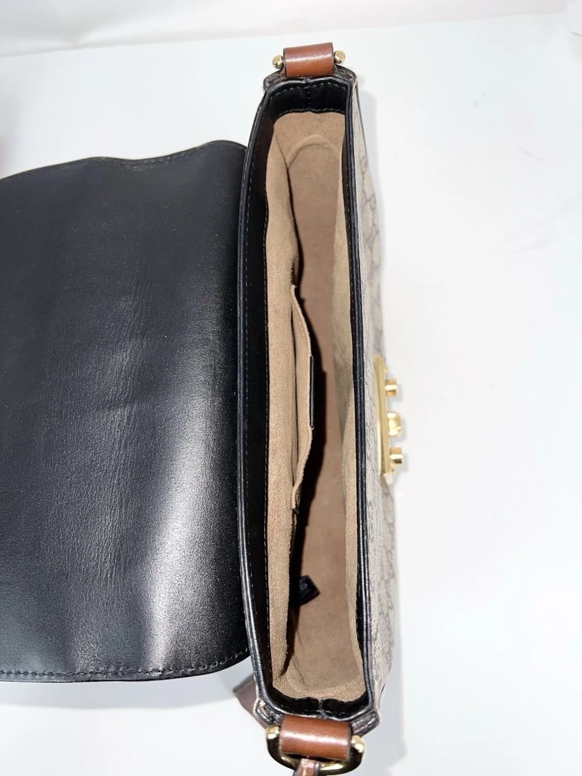 Gucci GG Supreme Web Padlock Black Messenger Shoulder Bag - 9