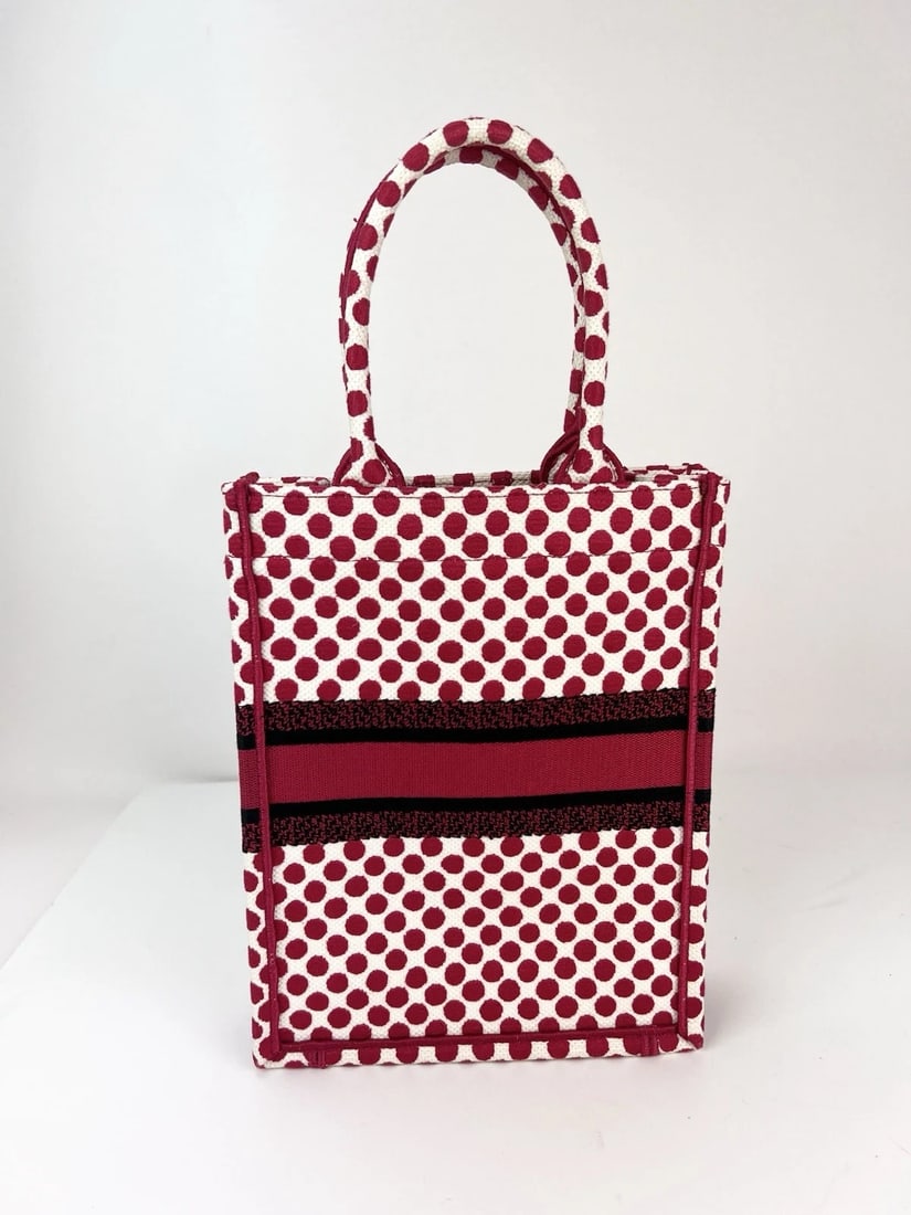 Christian Dior Canvas Dior Amour Dots Vertical Book Tote - 2