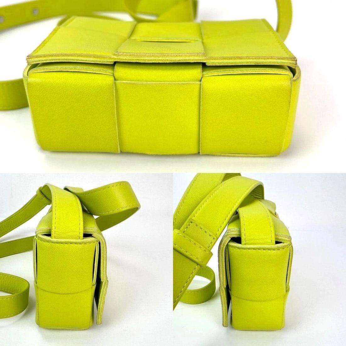 BOTTEGA VENETA Intrecciato Mini Cassette Lime Green Lambskin CrossbodyBag - 4