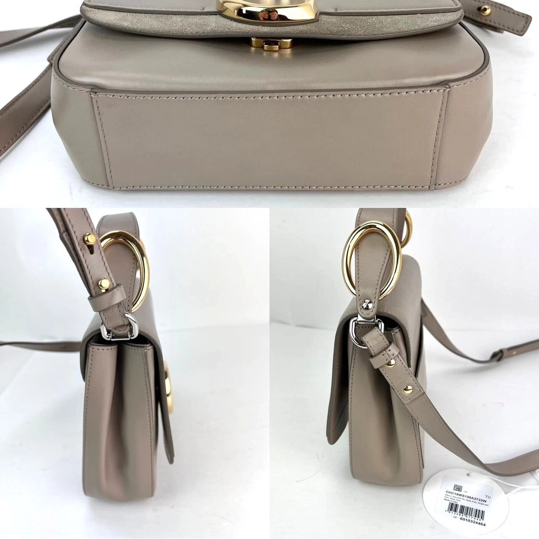 Chloe Shiny Calfskin Suede Small C Motty Gray Shoulder Bag - 5