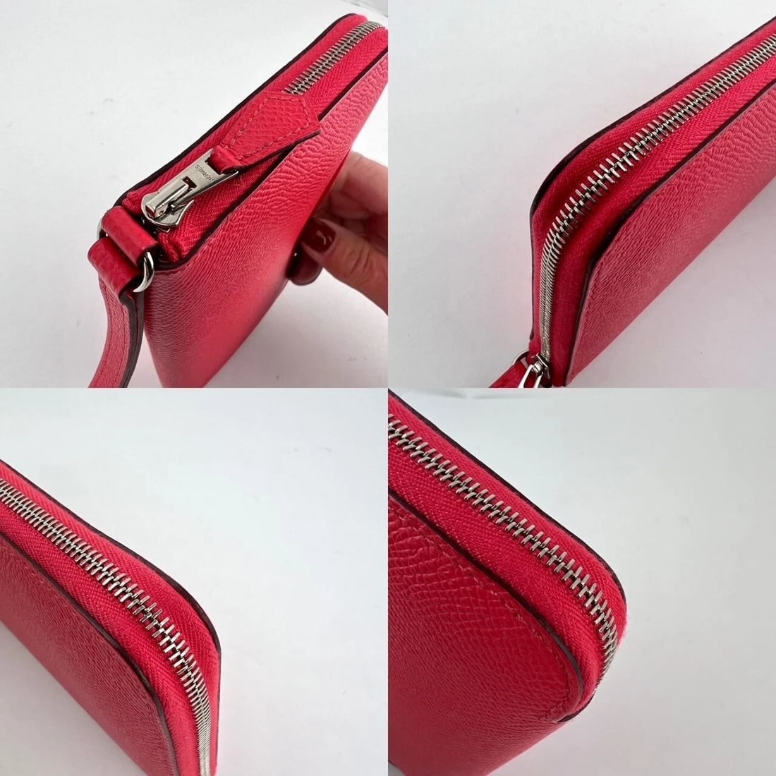 Hermes Epsom Lucky Wrist Azap Leather Pink Red Wallet - 7